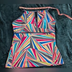 Free Country Women's Size L Prism Stripe Versatile Keyhole Tankini